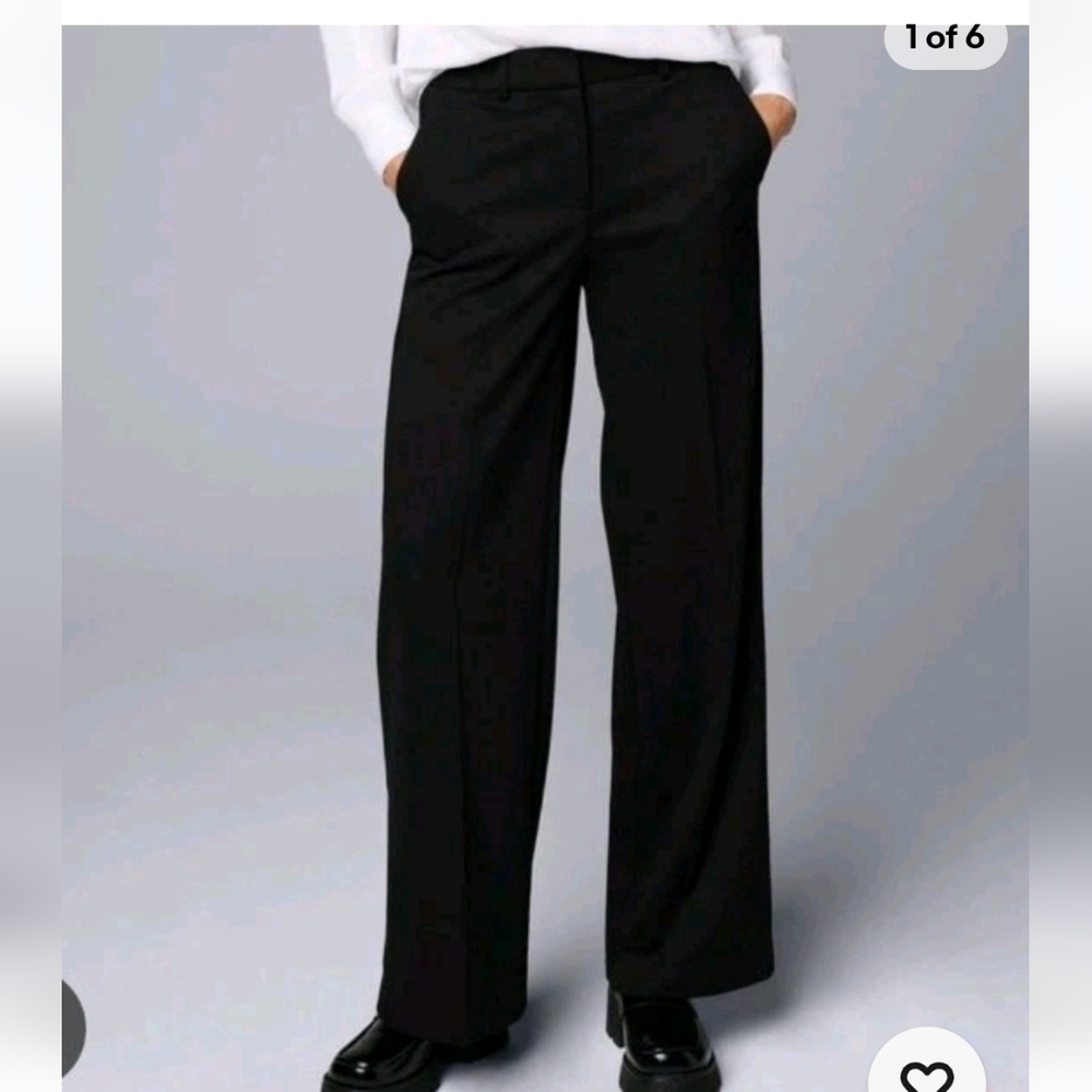 Simply Vera Wide Leg Modern Mid High Rise Relaxed Fit Black Dress Pant Size 12